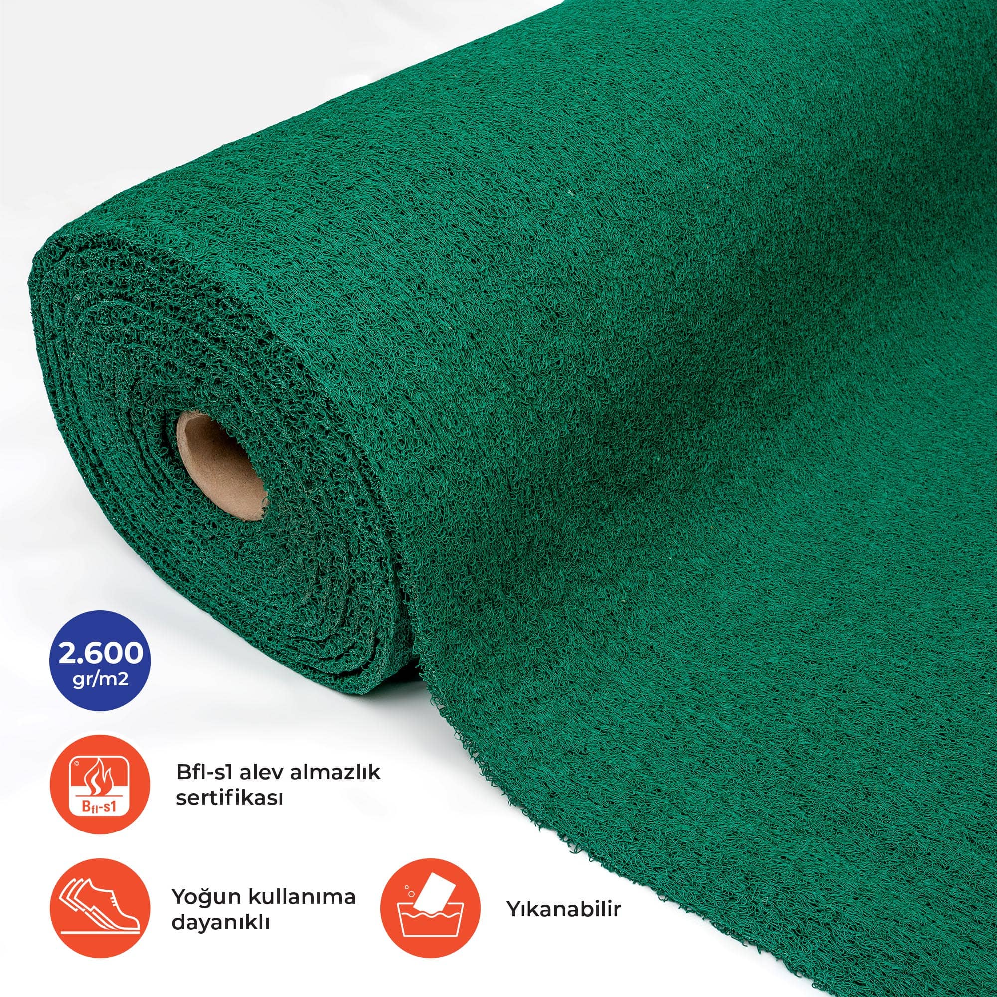 Yeşil Kıvırcık Paspas Yolluk – Genişlik 100 cm ürün görseli